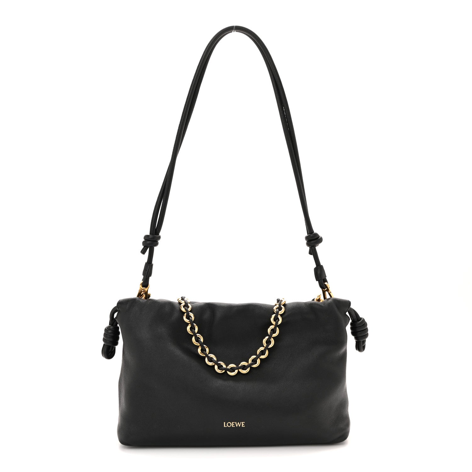 Loewe Mellow Nappa Medium Donut Chain Flamenco Knot Clutch Black 1 of 11
