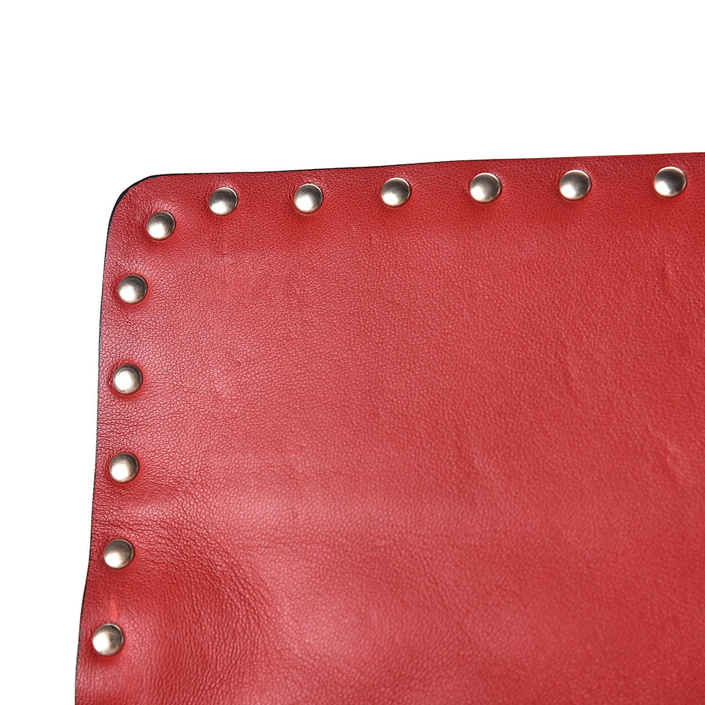 Lambskin Large Rockstud Spike Shoulder Bag Red
