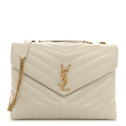 Saint Laurent Calfskin Y Quilted Monogram Medium Loulou Chain Satchel Crema Soft 1 of 11