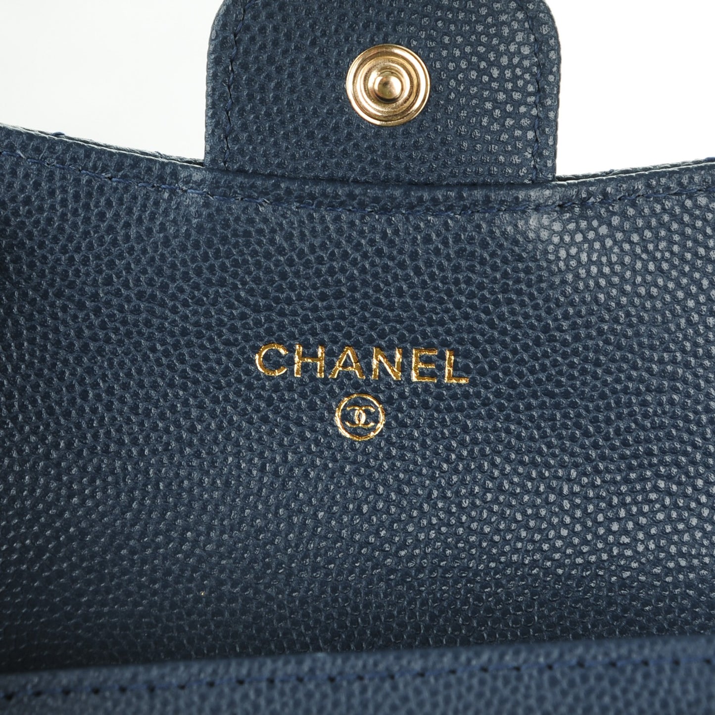 Caviar Quilted Card Holder Dark Blue