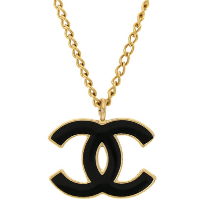 Chanel Metal Enamel CC Chain Necklace Gold Black 4 of 7