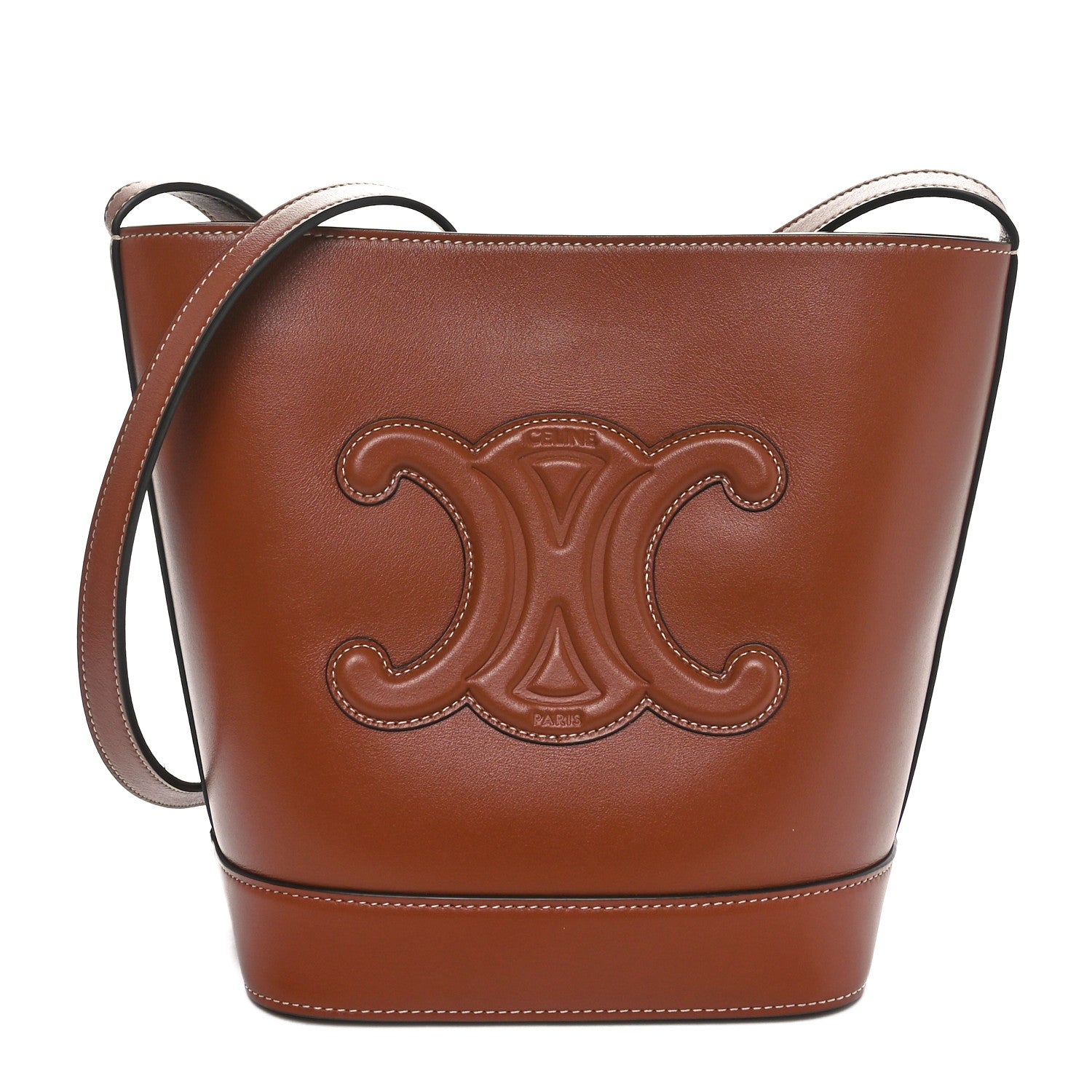 Celine Smooth Calfskin Small Cuir Triomphe Bucket Bag Tan 1 of 10