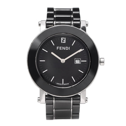 Fendi Stainless Steel Ceramic 38mm Round Quartz Watch Black 1 of 5