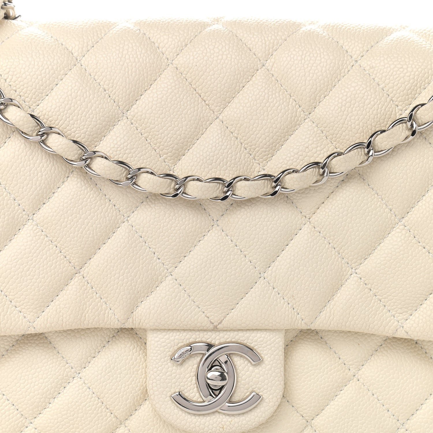 Chanel Caviar Quilted Jumbo Easy Flap Dark White 8 of 13