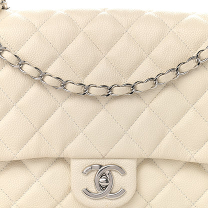 Chanel Caviar Quilted Jumbo Easy Flap Dark White 8 of 13