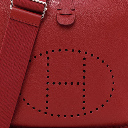 Hermes Taurillon Clemence Evelyne III PM Rouge Casaque 7 of 11
