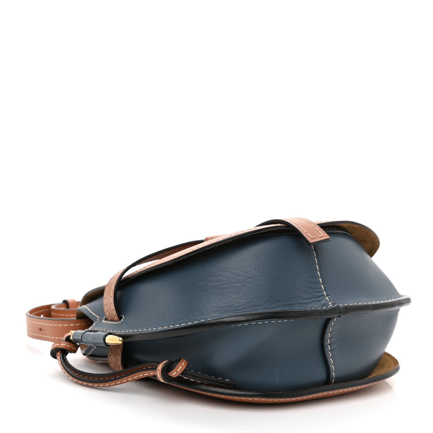 Calfskin Small Gate Crossbody Bag Tan Steel Blue