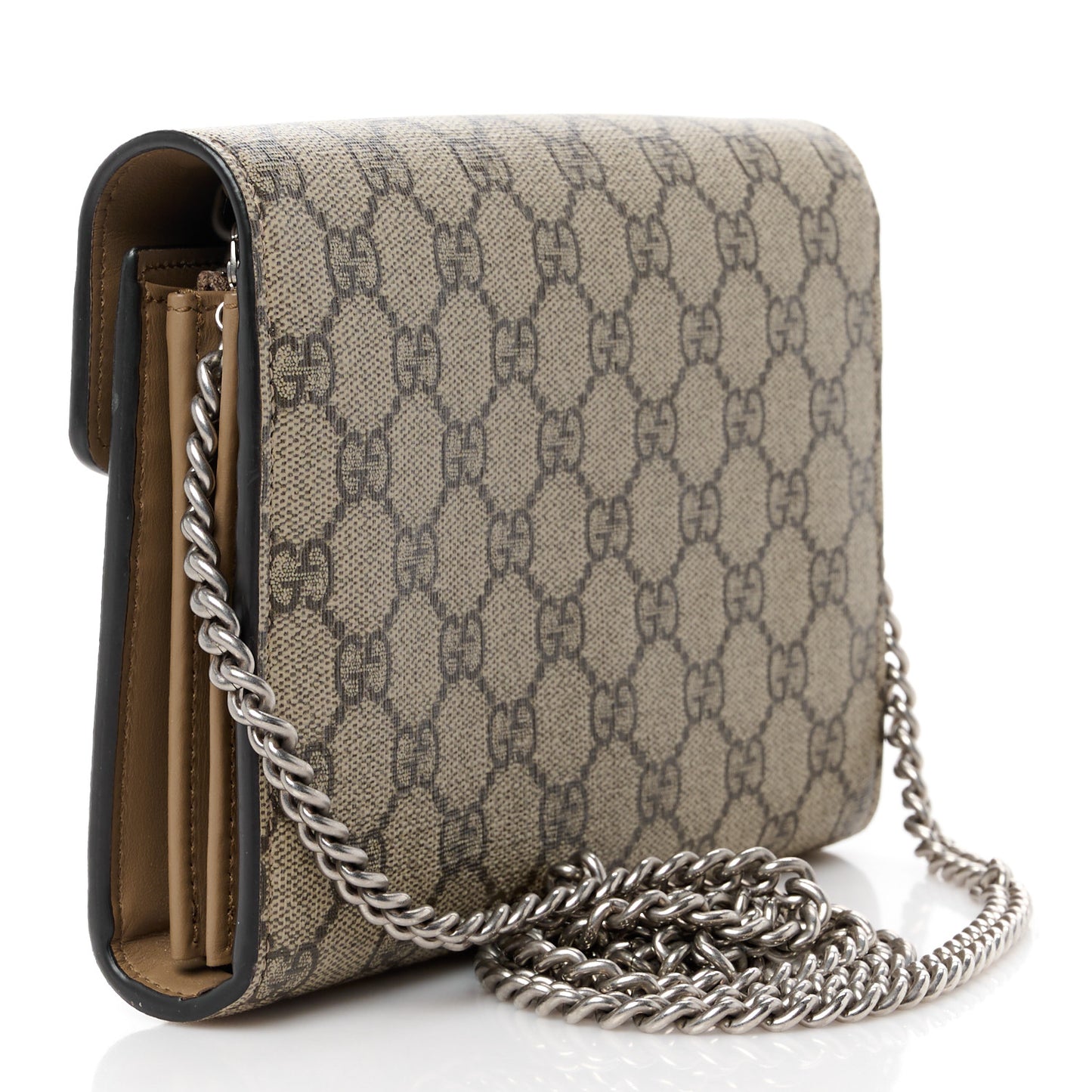 GG Supreme Monogram Mini Dionysus Chain Wallet Beige Taupe