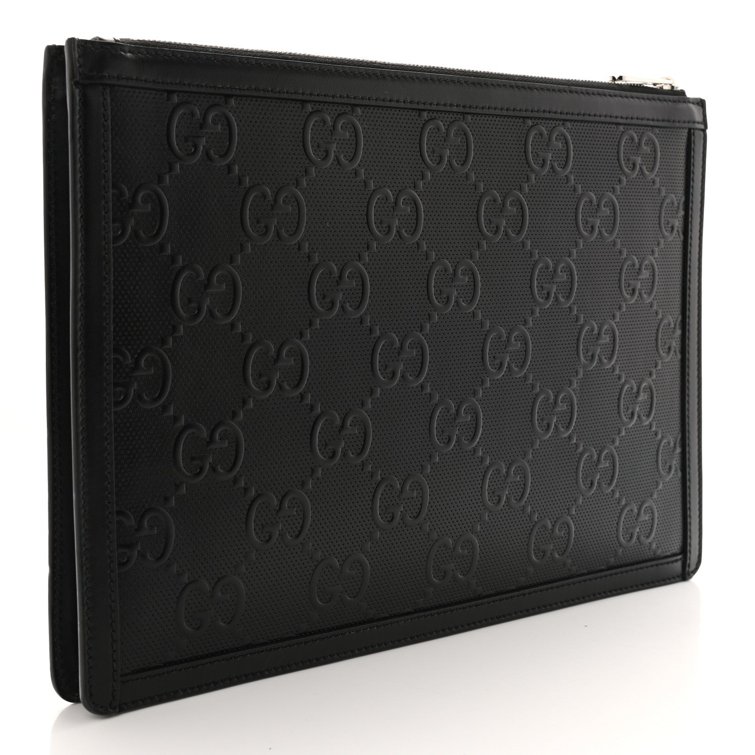 Gucci Calfskin GG Tennis Embossed Zip Pouch Black 3 of 7