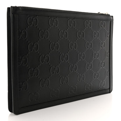 Gucci Calfskin GG Tennis Embossed Zip Pouch Black 3 of 7