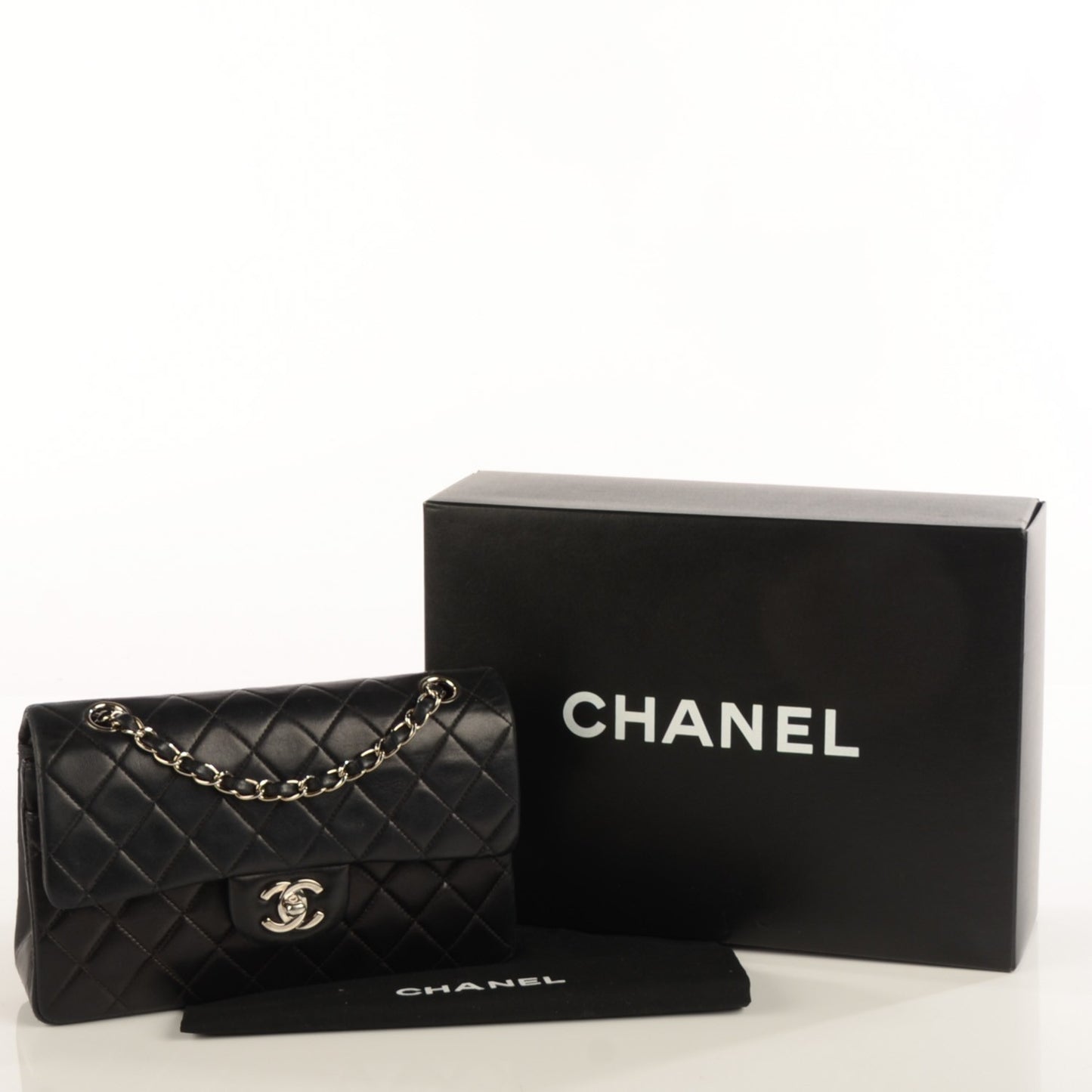 Lambskin Quilted Small Double Flap Black