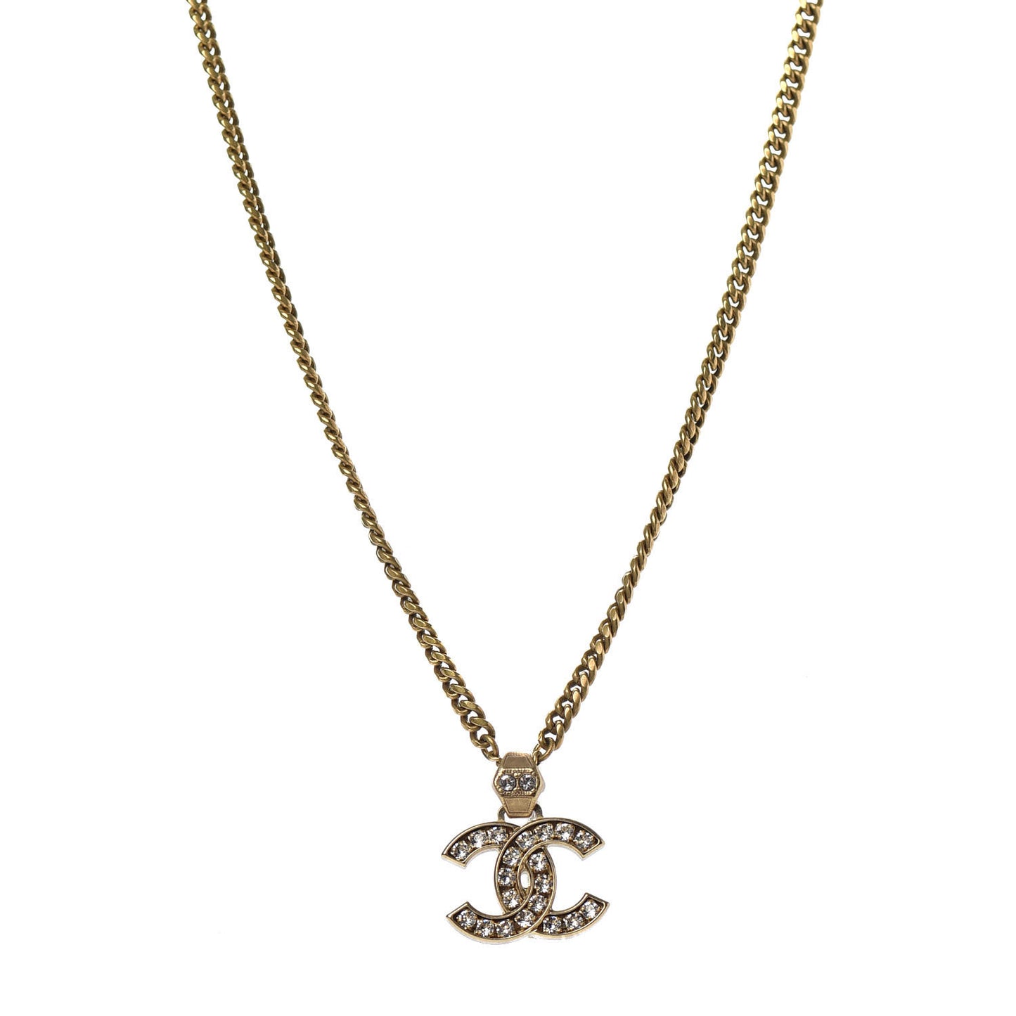 Crystal CC Pendant Necklace Gold