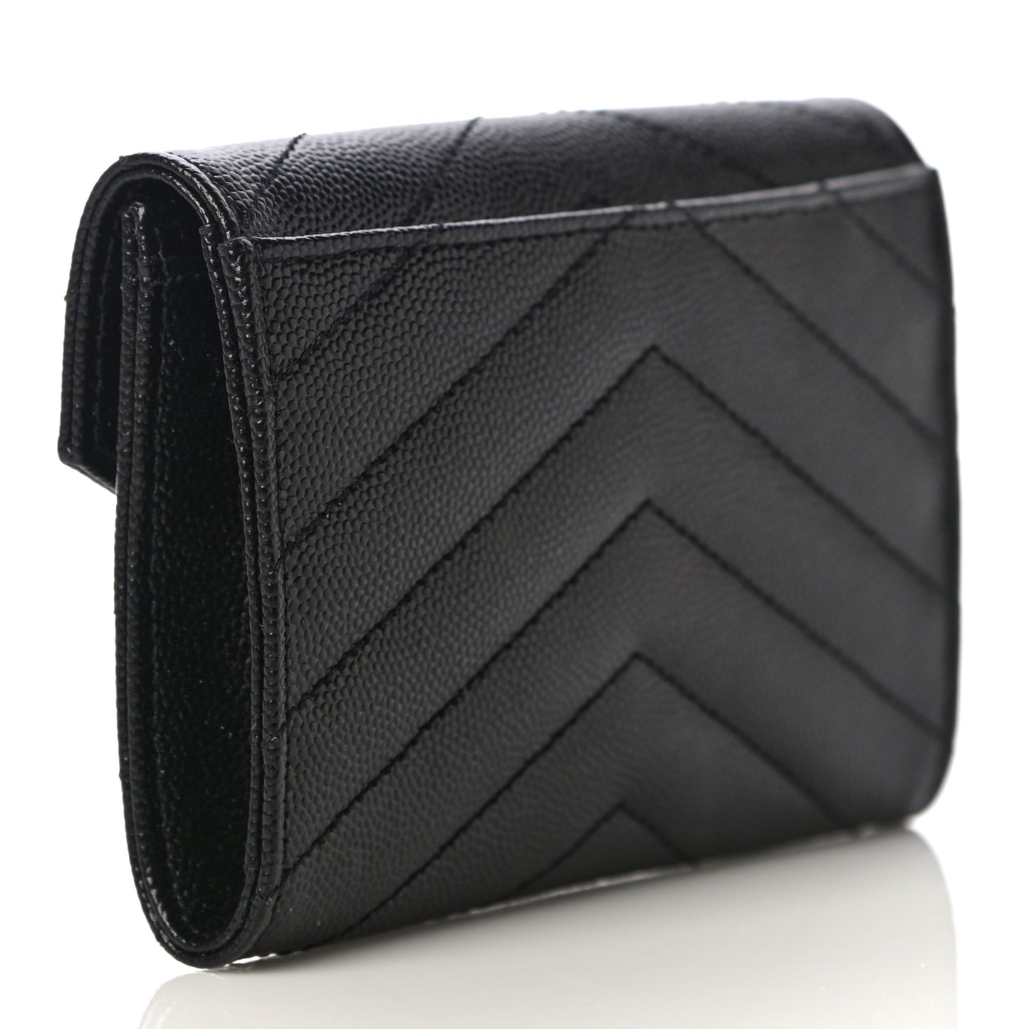 Grain De Poudre Matelasse Chevron Small Monogram Envelope Wallet Black