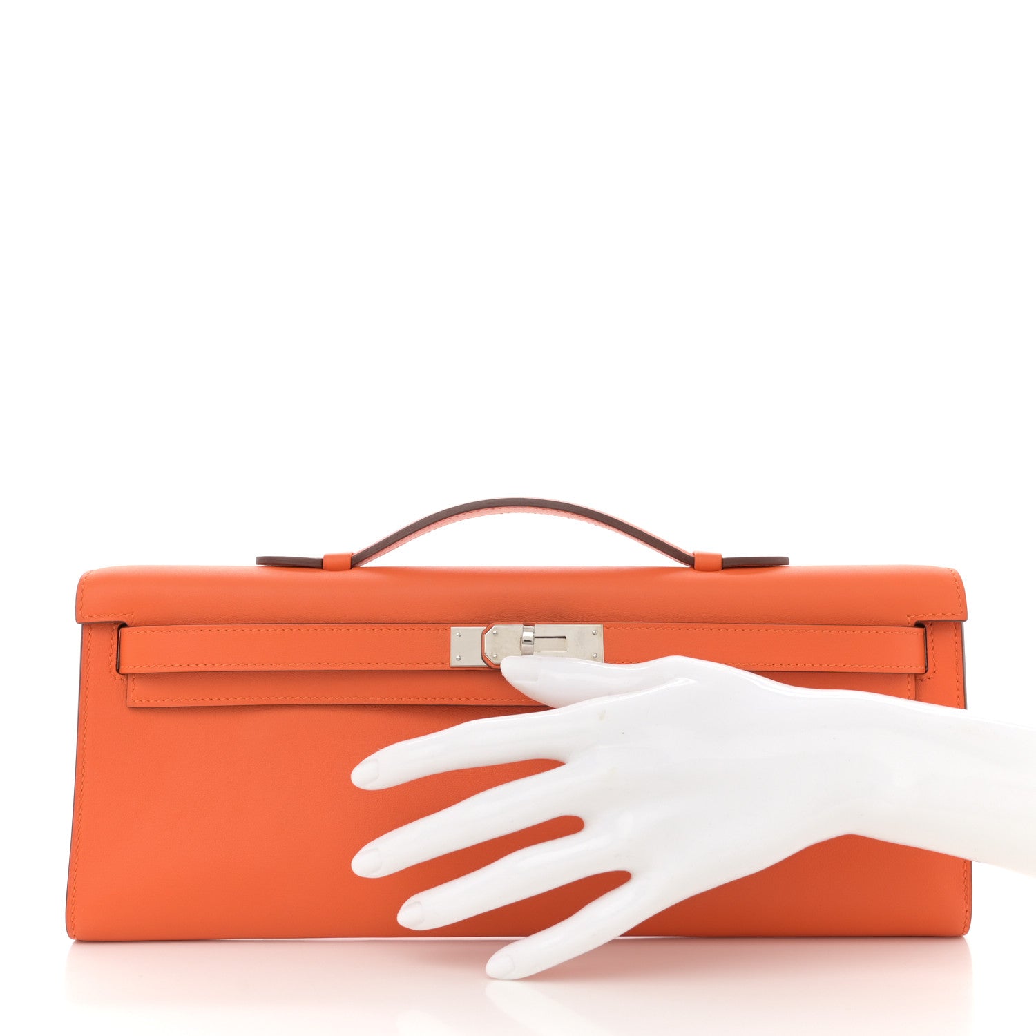 Hermes Swift Kelly Cut Clutch Pochette Orange 2 of 8
