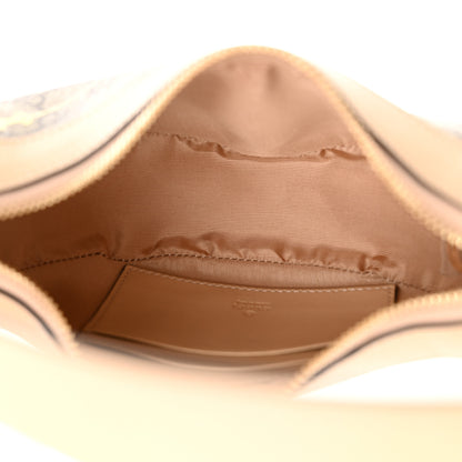 Gucci GG Supreme Monogram Calfskin Horsebit Print Mini Ophidia Half Moon Hobo Beige Ebony Light Pink 4 of 9