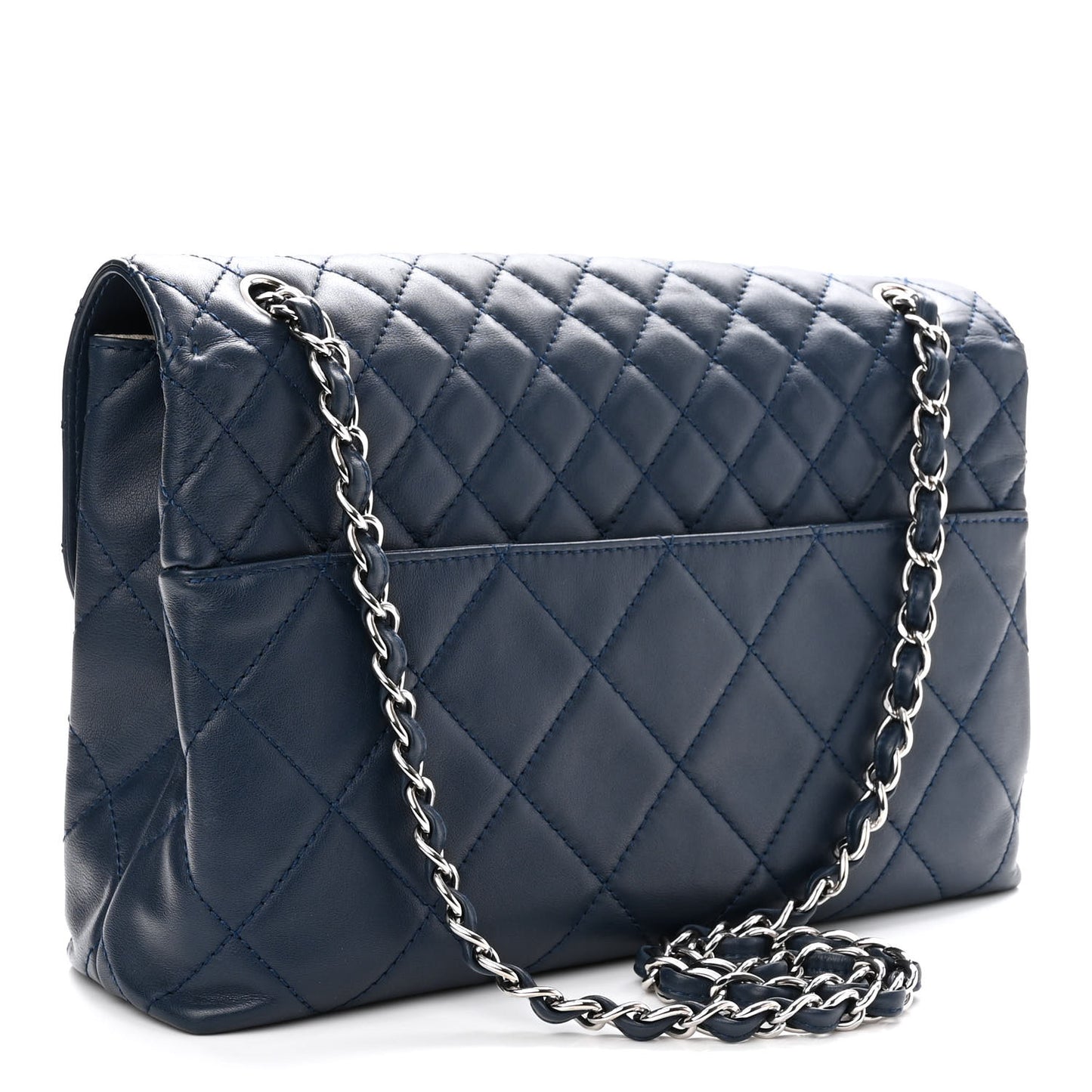 Calfskin Quilted In the Business Flap Dark Navy Blue