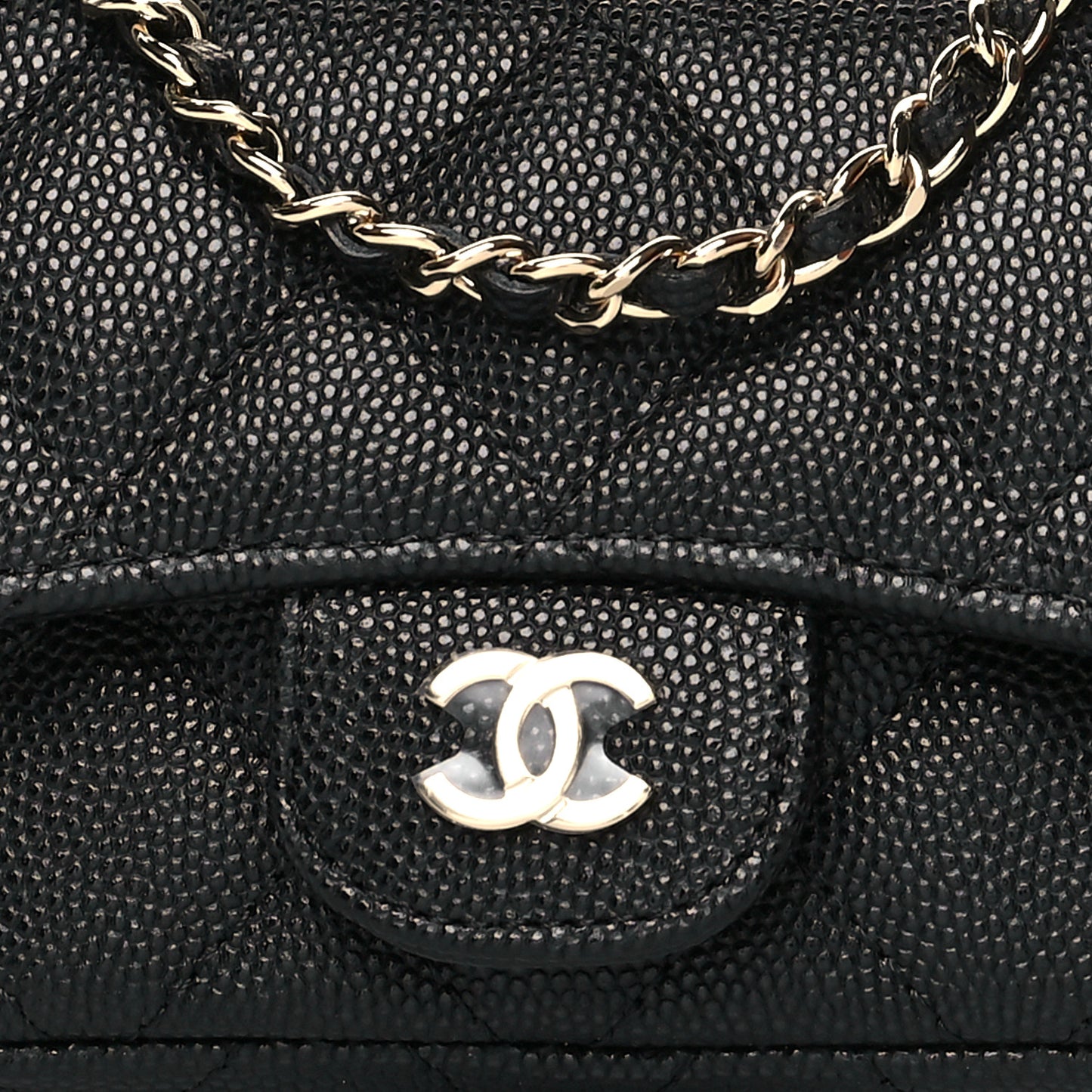 Caviar Quilted Mini Chain Belt Bag Black