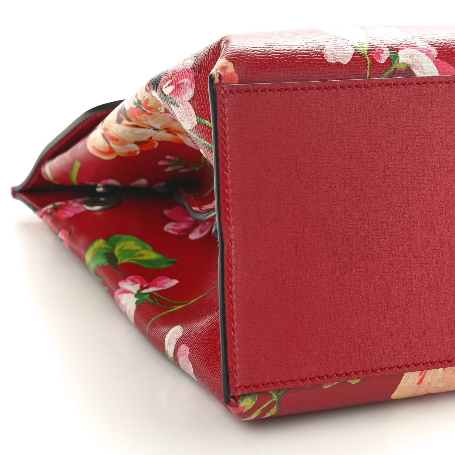 Gucci Shangai Calfskin Blooms Print Medium Bamboo Daily Top Handle Bag Romantic Cerise Multicolor 8 of 9
