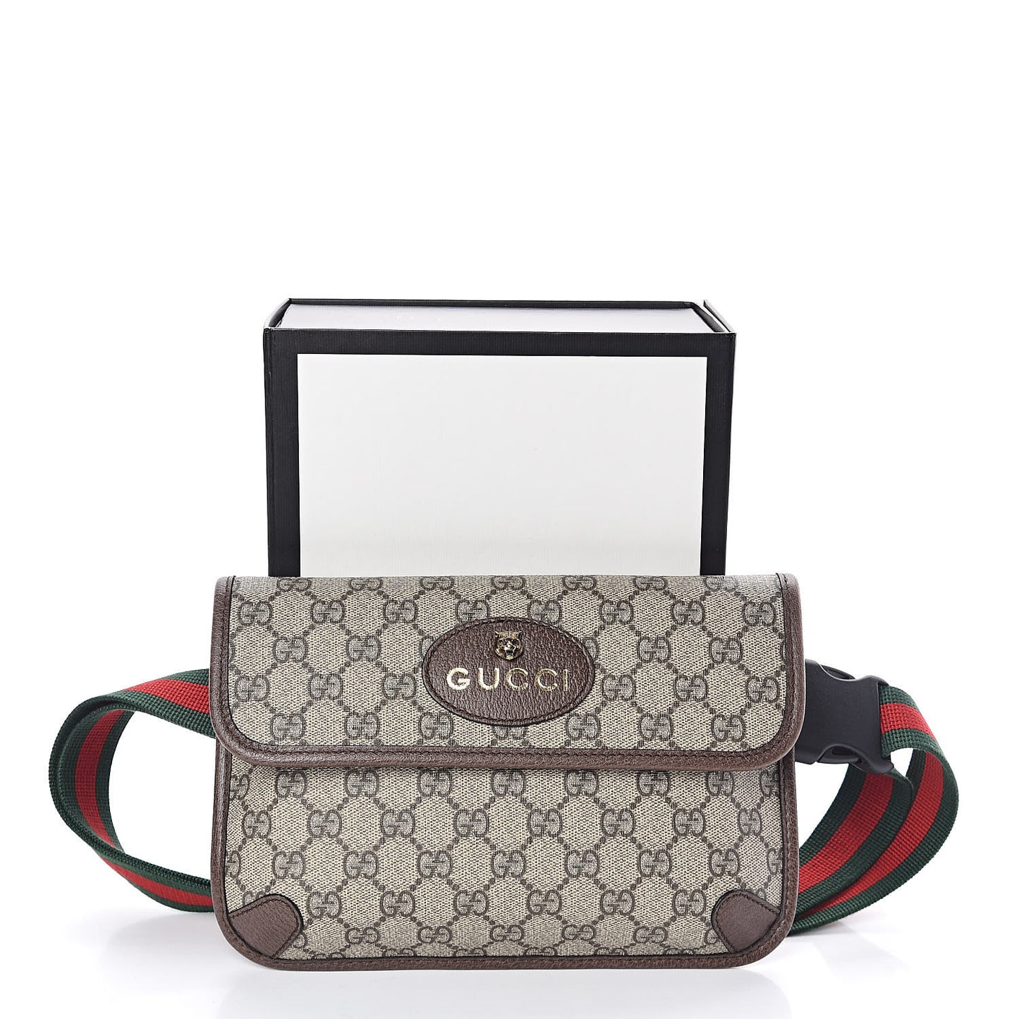 GG Supreme Monogram Neo Vintage Web Belt Bag Brown