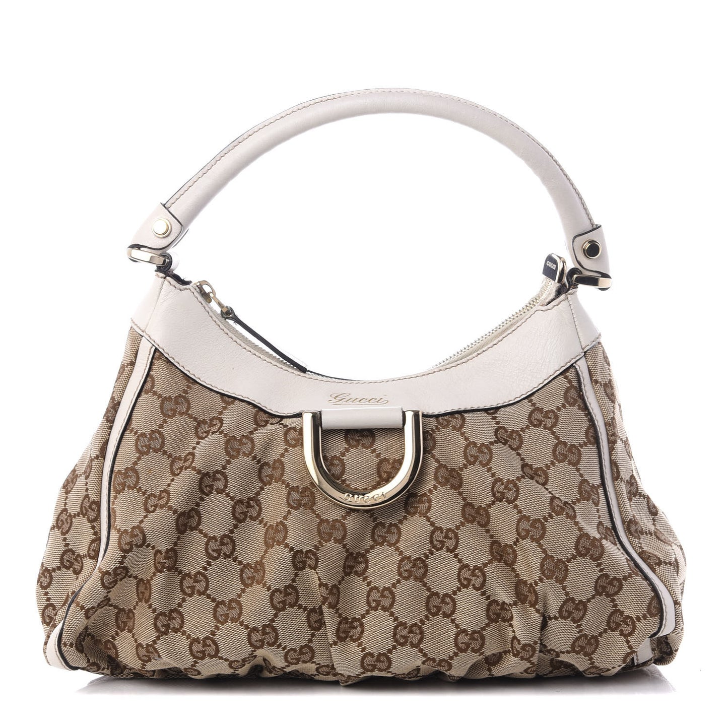 Monogram Medium D Gold Ring Hobo White