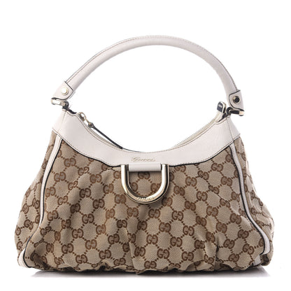 Gucci Monogram Medium D Gold Ring Hobo White 1 of 9