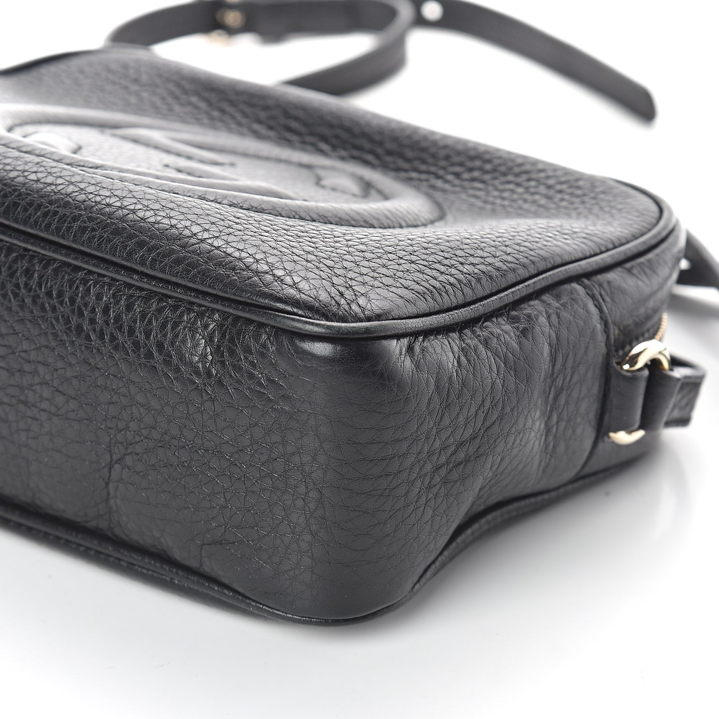 Pebbled Calfskin Small Soho Disco Bag Black