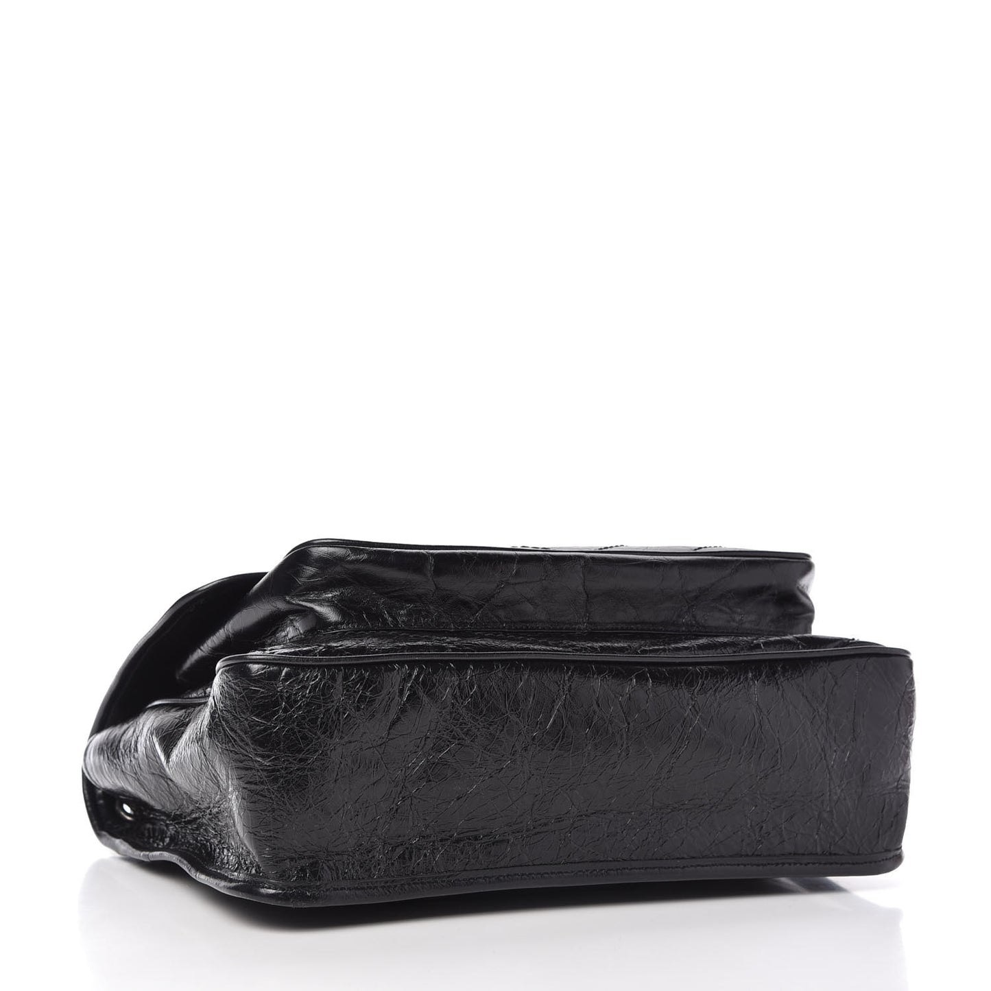 Crinkled Calfskin Matelasse Monogram Large Niki Chain Satchel Black