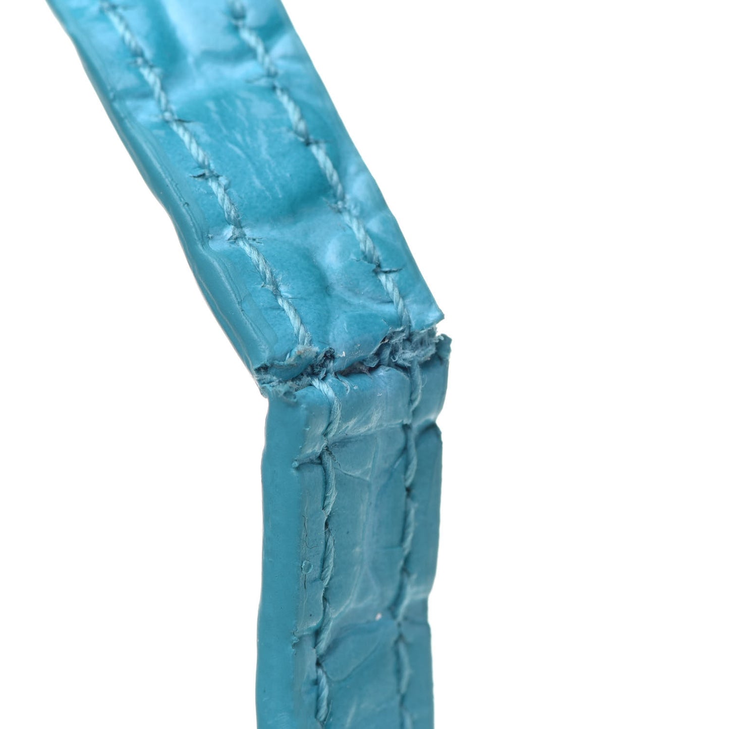 Shiny Calfskin Crocodile Embossed Hourglass Top Handle Bag Mini Turquoise