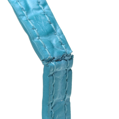 Balenciaga Shiny Calfskin Crocodile Embossed Hourglass Top Handle Bag Mini Turquoise 14 of 14