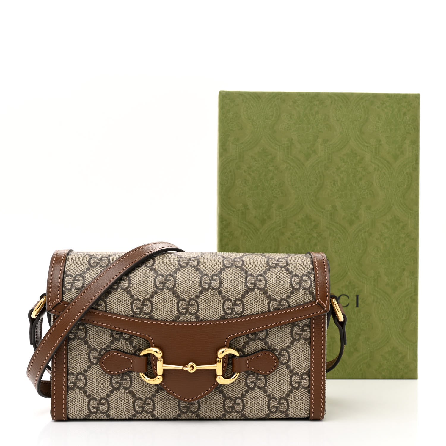 Gucci GG Supreme Monogram Mini Horsebit 1955 Shoulder Bag Beige Brown Sugar 11 of 11
