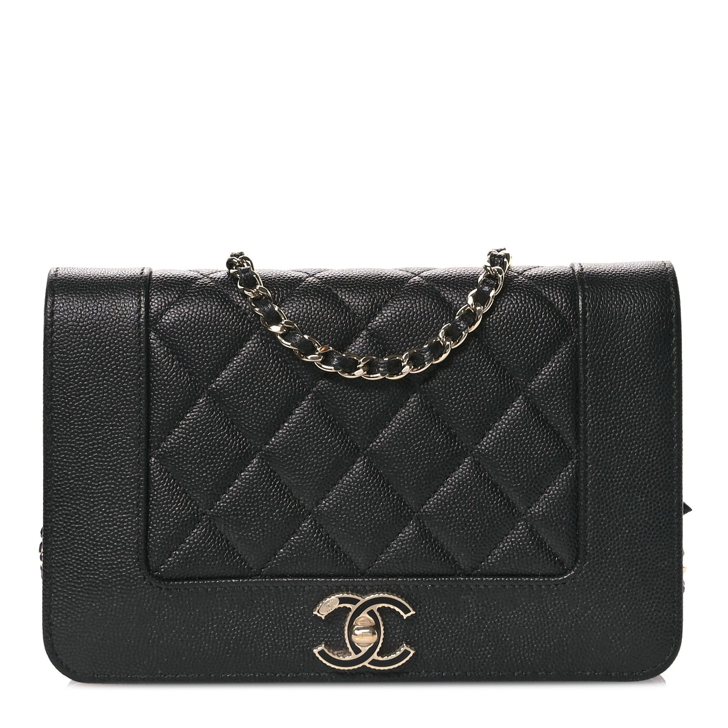Caviar Quilted Vintage Mademoiselle Wallet On Chain WOC Black