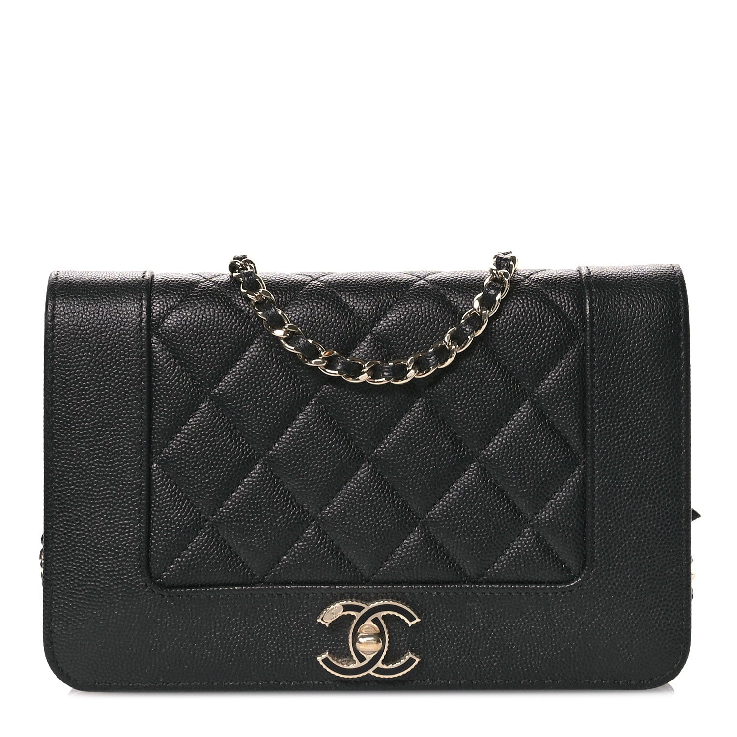 Chanel Caviar Quilted Vintage Mademoiselle Wallet On Chain WOC Black 1 of 12