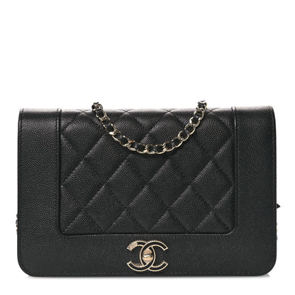 Chanel Caviar Quilted Vintage Mademoiselle Wallet On Chain WOC Black 1 of 12