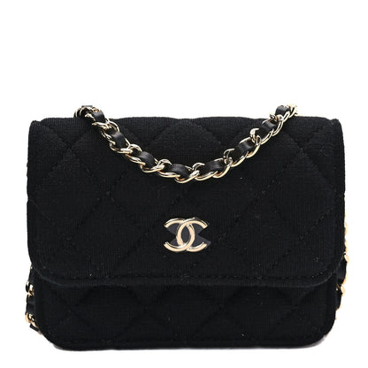 Chanel Jersey Quilted Micro Mini Flap Black 1 of 11