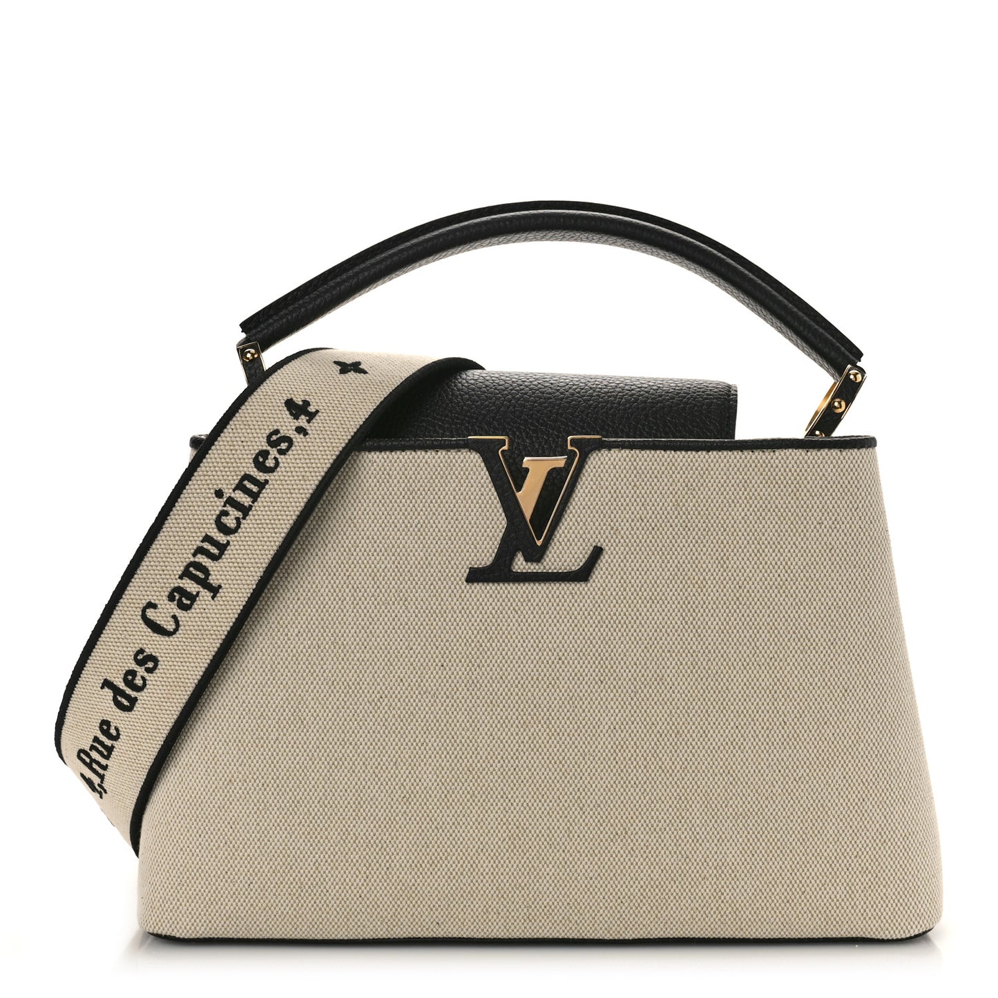 Canvas Taurillon Capucines MM Black