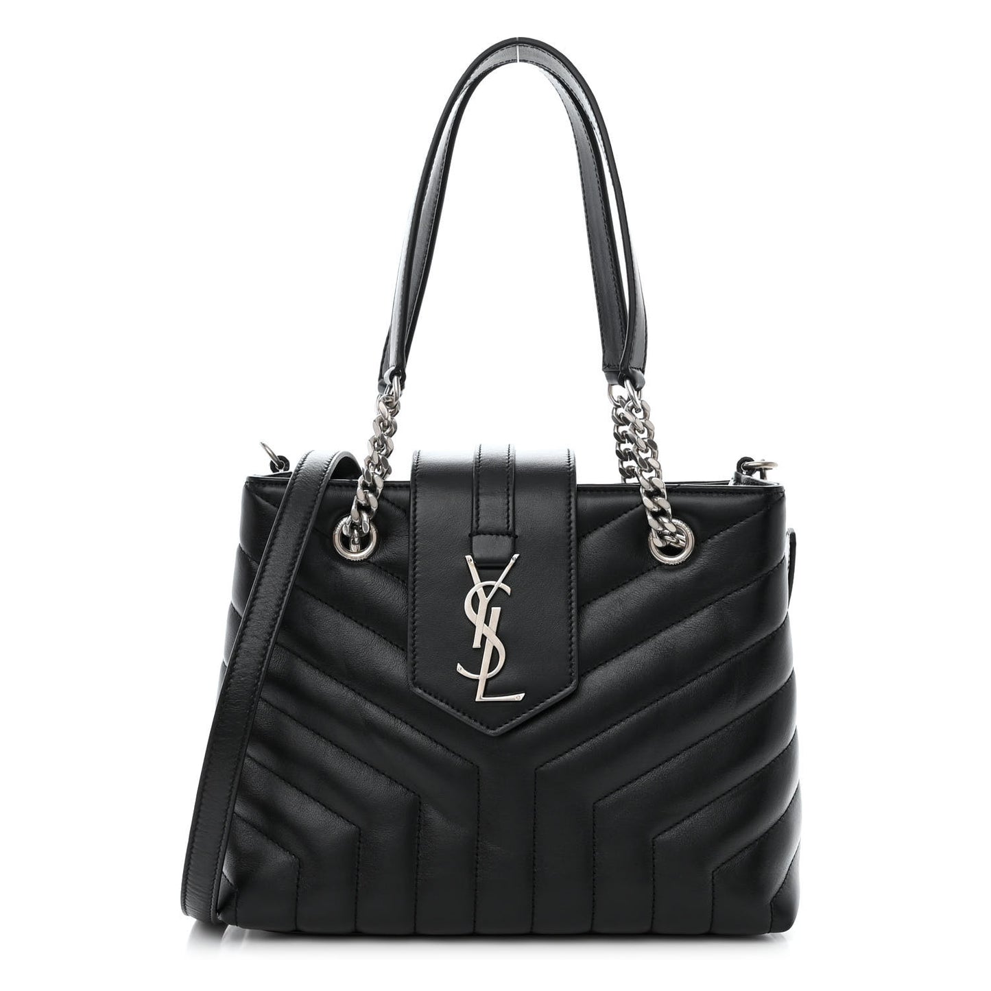 Calfskin Y Quilted Monogram Small Loulou Shopper Black