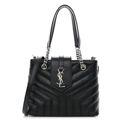 Saint Laurent Calfskin Y Quilted Monogram Small Loulou Shopper Black 1 of 11