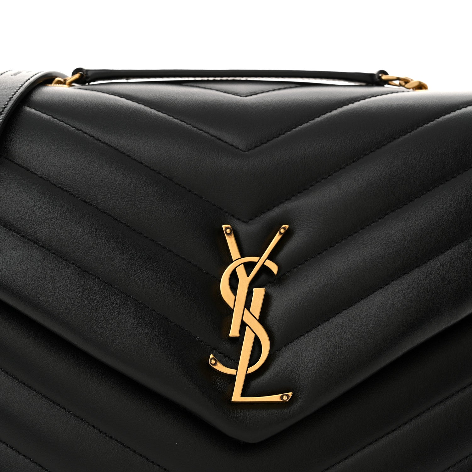 Saint Laurent Calfskin Y Quilted Monogram Medium Loulou Chain Satchel Black 8 of 10