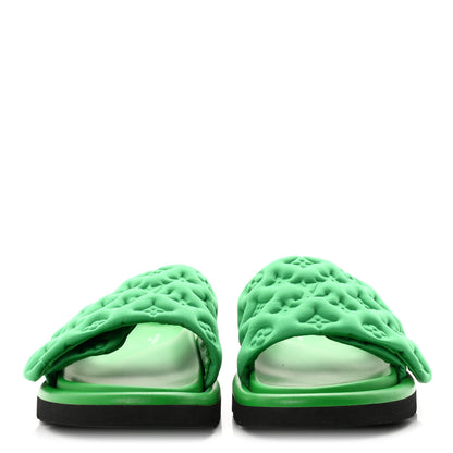 Louis Vuitton Technical Fabric Embossed Monogram Pool Pillow Comfort Mules 41 Green 3 of 9
