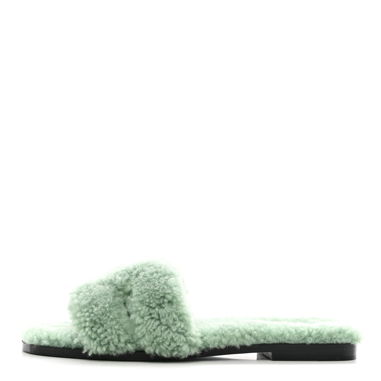 Hermes Woolskin Oran Sandals 39 Vert D’Eau 1 of 8