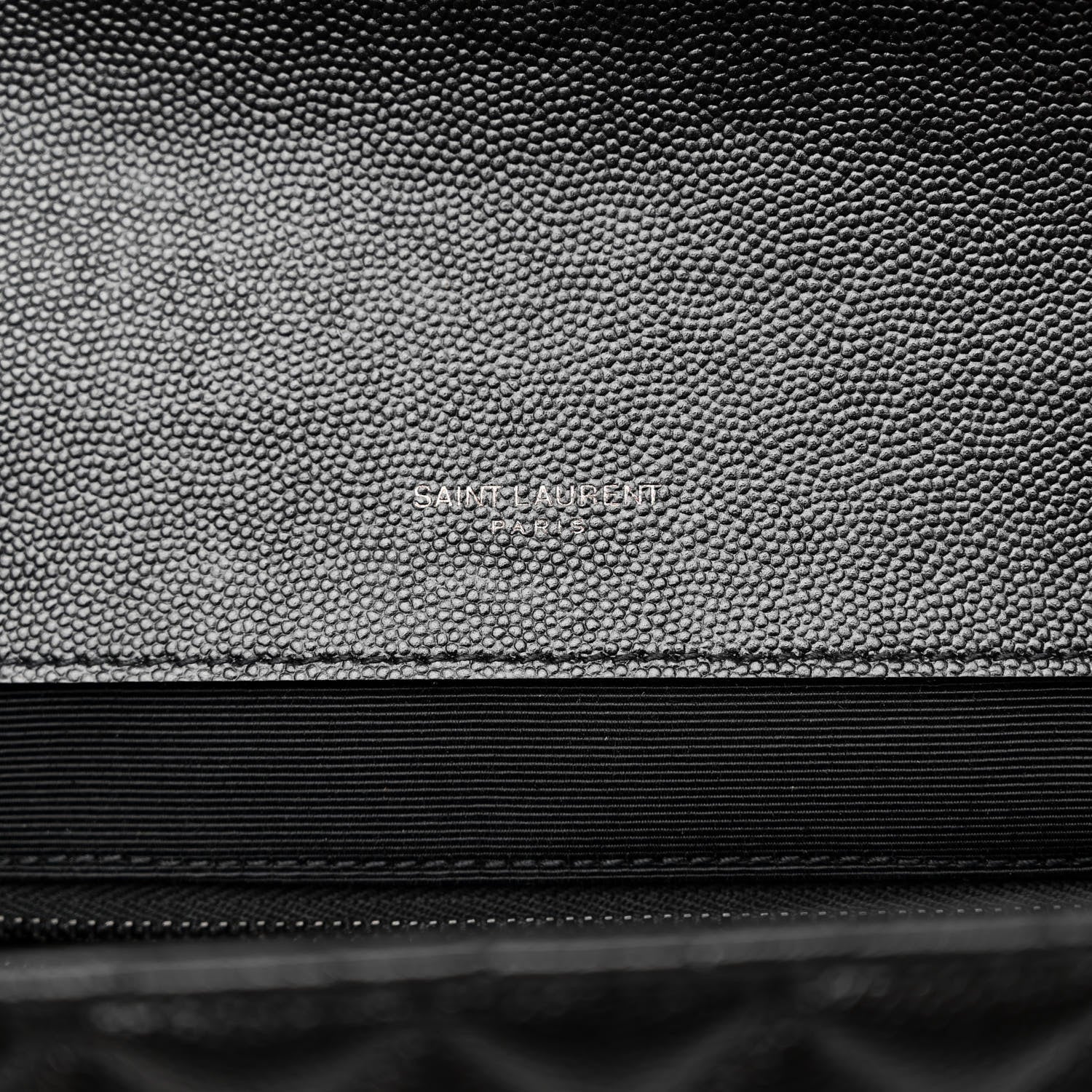 Saint Laurent Grain De Poudre Textured Mixed Matelasse Large Triquilt Monogram Monochrome Satchel Black 6 of 13