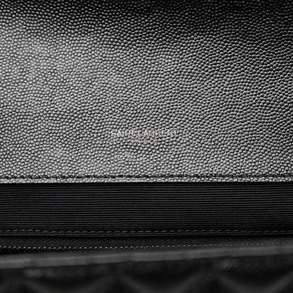 Saint Laurent Grain De Poudre Textured Mixed Matelasse Large Triquilt Monogram Monochrome Satchel Black 6 of 13
