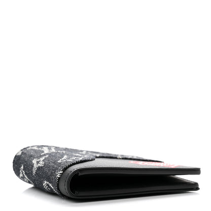 Louis Vuitton X NIGO Taurillon Monogram Denim Drip Slender Wallet Black 4 of 7