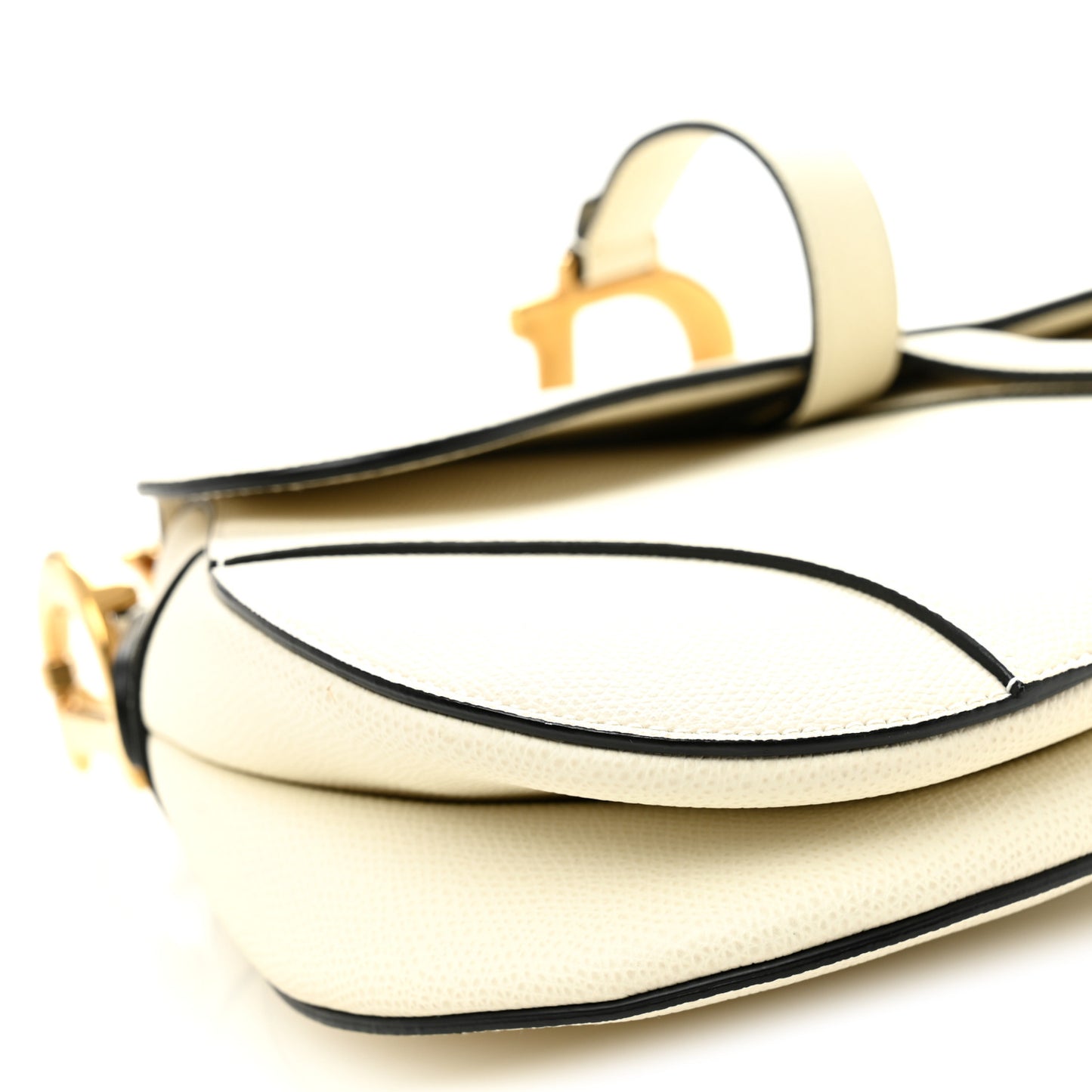 Grained Calfskin Saddle Bag White