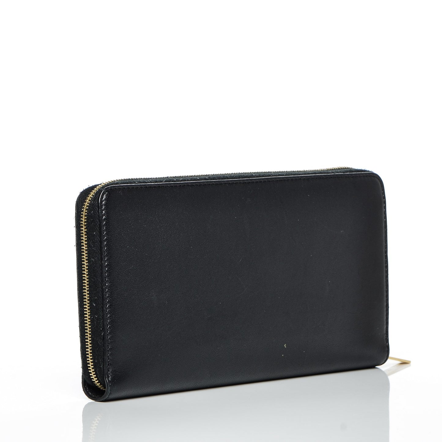 Lambskin Large Zip Around Multifunction Wallet Black
