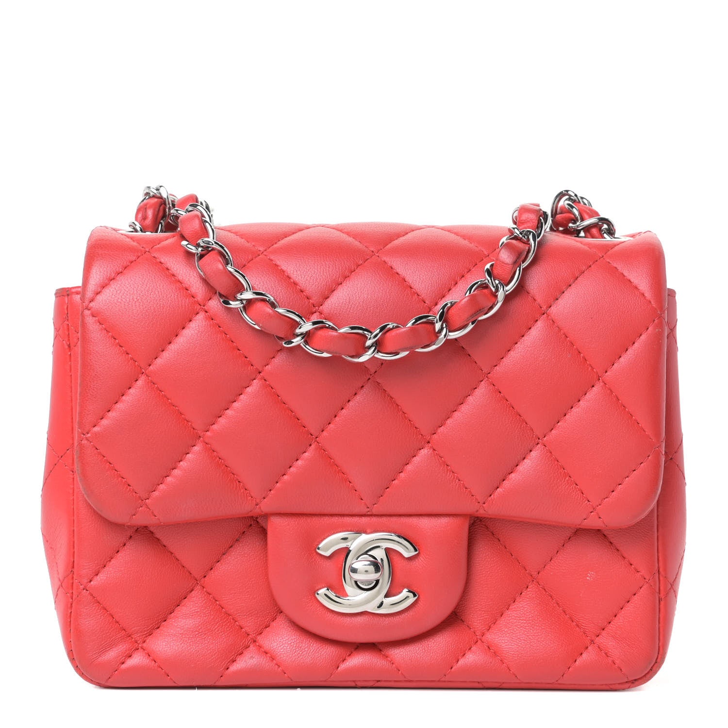 Chanel Lambskin Quilted Mini Square Flap Red 1 of 14