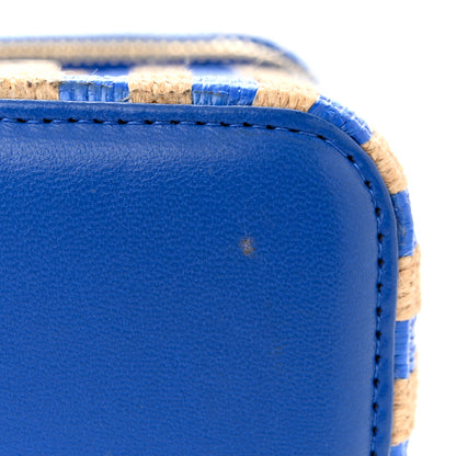 Chanel Raffia Jute Striped Mini Vanity Case With Chain Blue Beige 11 of 11