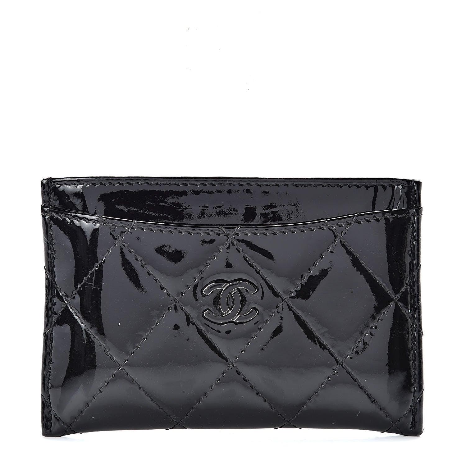 Chanel Patent Calfskin Quilted Card Holder Black 1 of 10