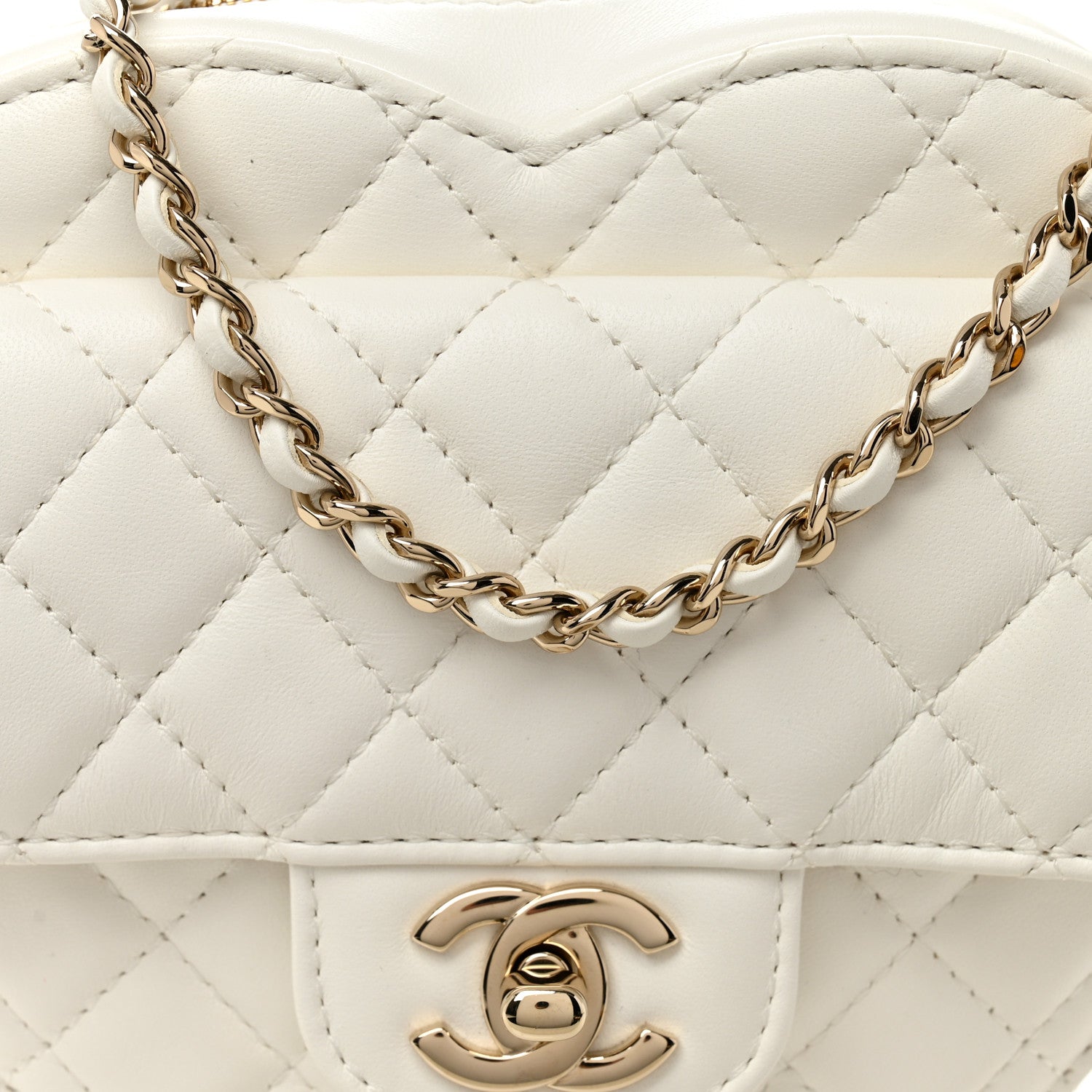 Chanel Lambskin Quilted CC In Love Heart Bag White 8 of 11