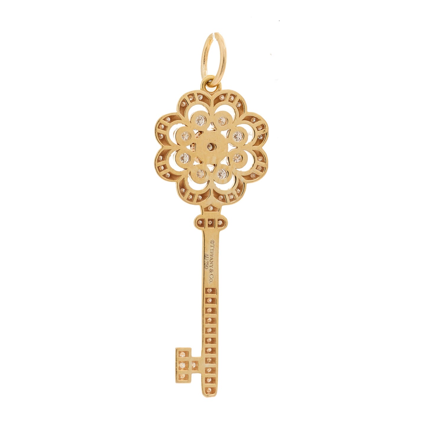 18K Rose Gold Diamond Rose Key Pendant